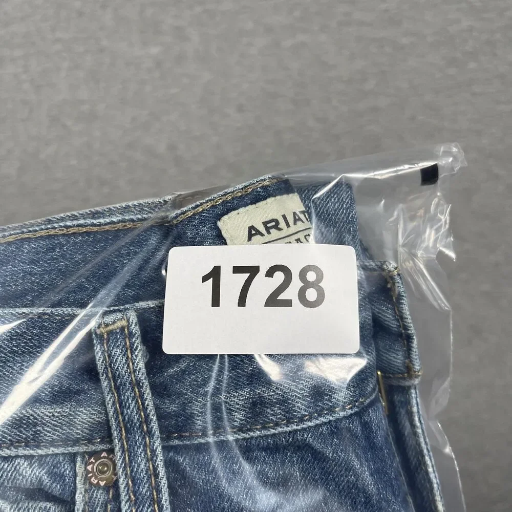 Ariat Legacy M2 Jeans Mens 34x32 Blue Light Wash Relaxed Boot Cut Distressed